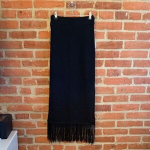 House of Harlow 1960 Black Crochet Fringe Skirt